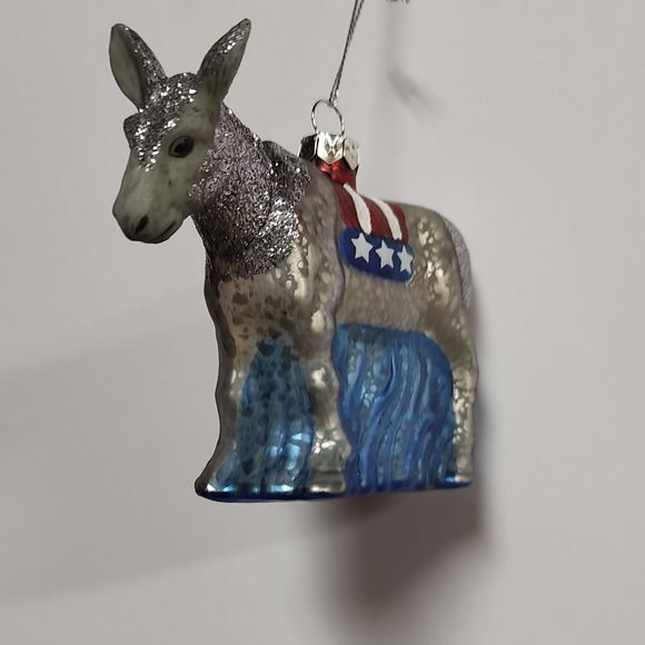 Primitives by Kathy - Glass Democrat Donkey Ornament - Picture 5 of 5